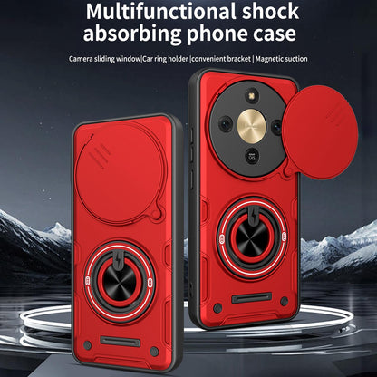 For Honor X70 5G / X9d Multifunctional Sliding Camshield Ring Holder Phone Case - Blue - EDA009722606B