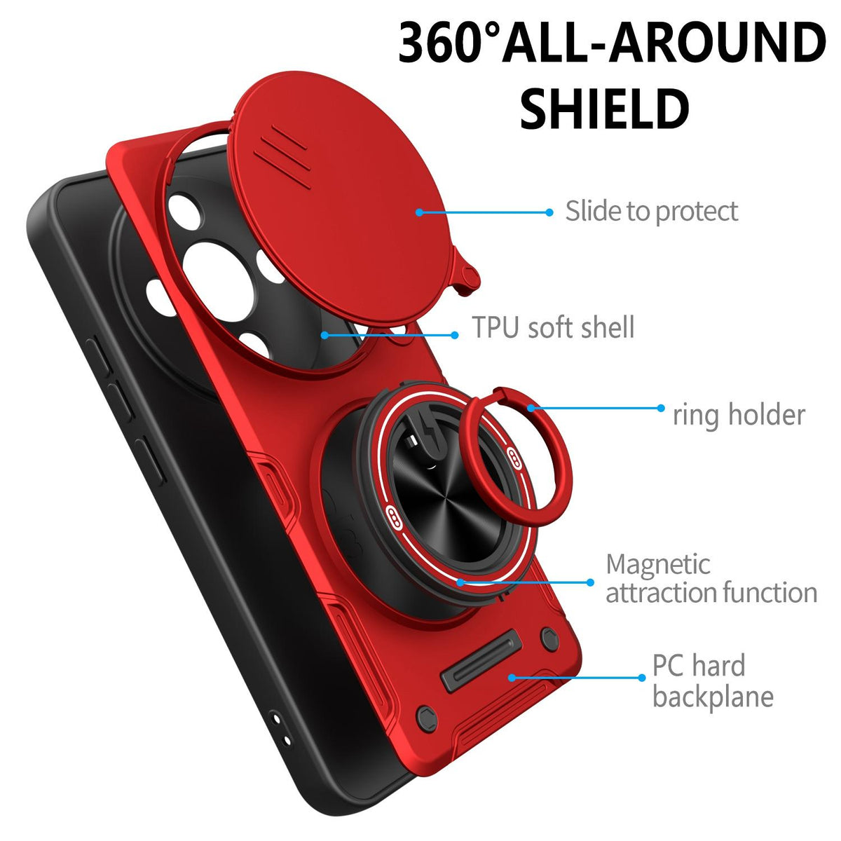 For Honor X70 5G / X9d Multifunctional Sliding Camshield Ring Holder Phone Case - Black - EDA009722606C