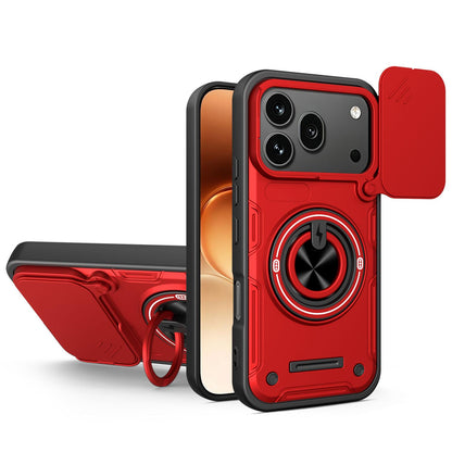 For Honor 600 / 600 Pro Global Multifunctional Sliding Camshield Ring Holder Phone Case - Red - EDA009722607D