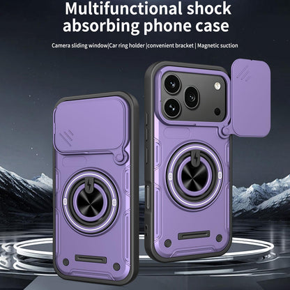 For Honor 600 / 600 Pro Global Multifunctional Sliding Camshield Ring Holder Phone Case - Red - EDA009722607D
