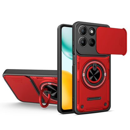 For Honor 600 Lite Global Multifunctional Sliding Camshield Ring Holder Phone Case - Red - EDA009722608D
