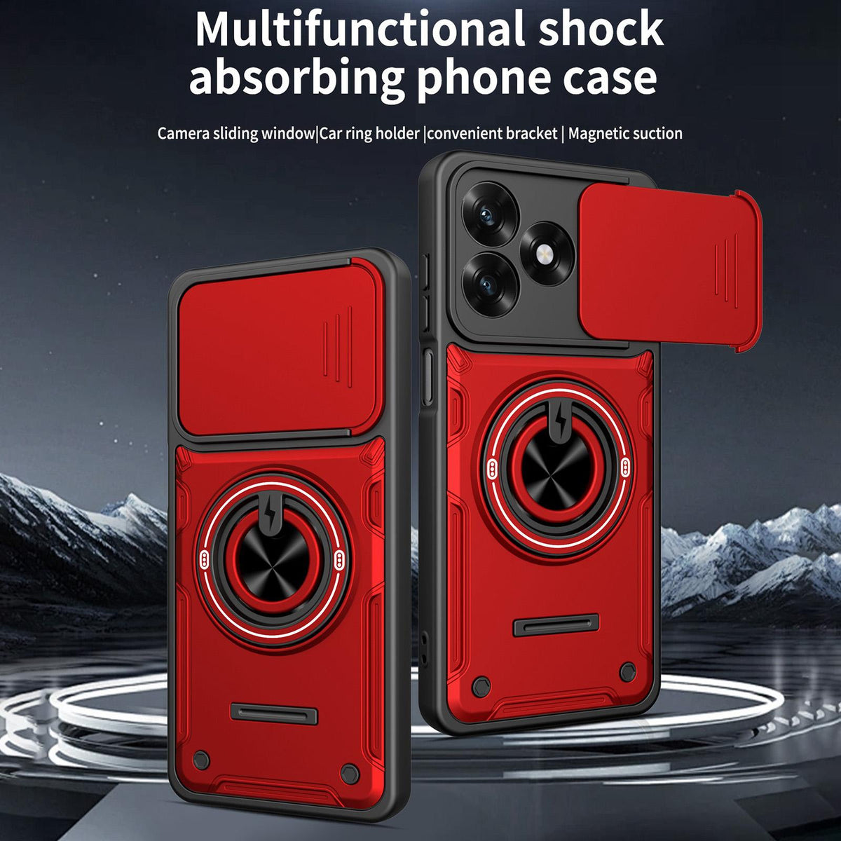 For Honor 600 Lite Global Multifunctional Sliding Camshield Ring Holder Phone Case - Purple - EDA009722608E