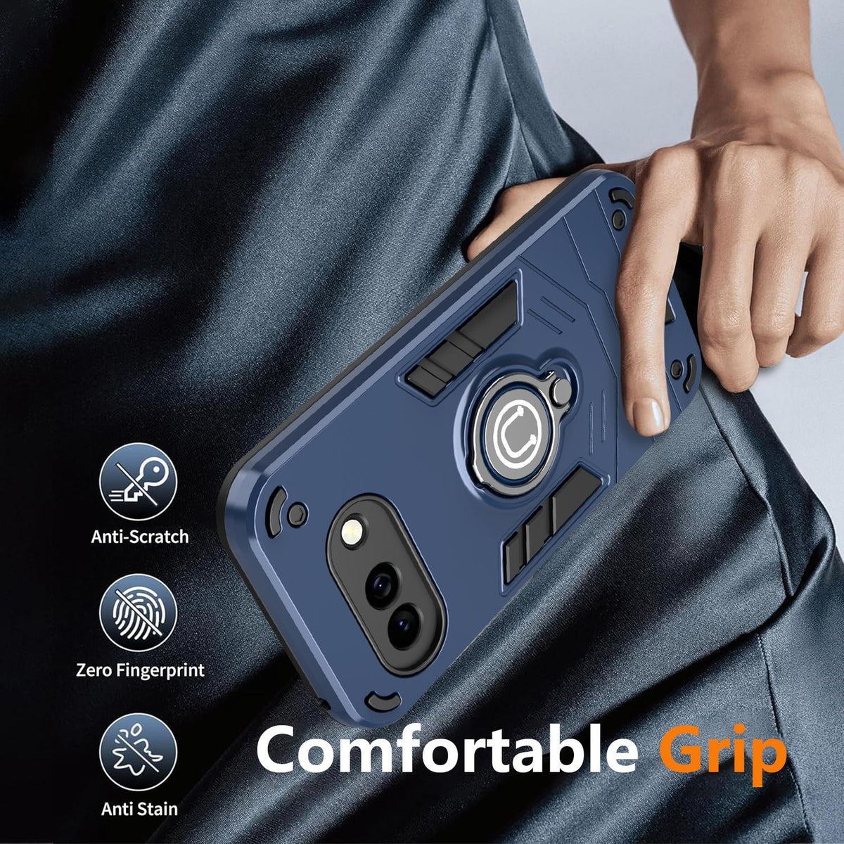 For Google Pixel 9a Ring Holder Phone Case - Grey - EDA009725701C