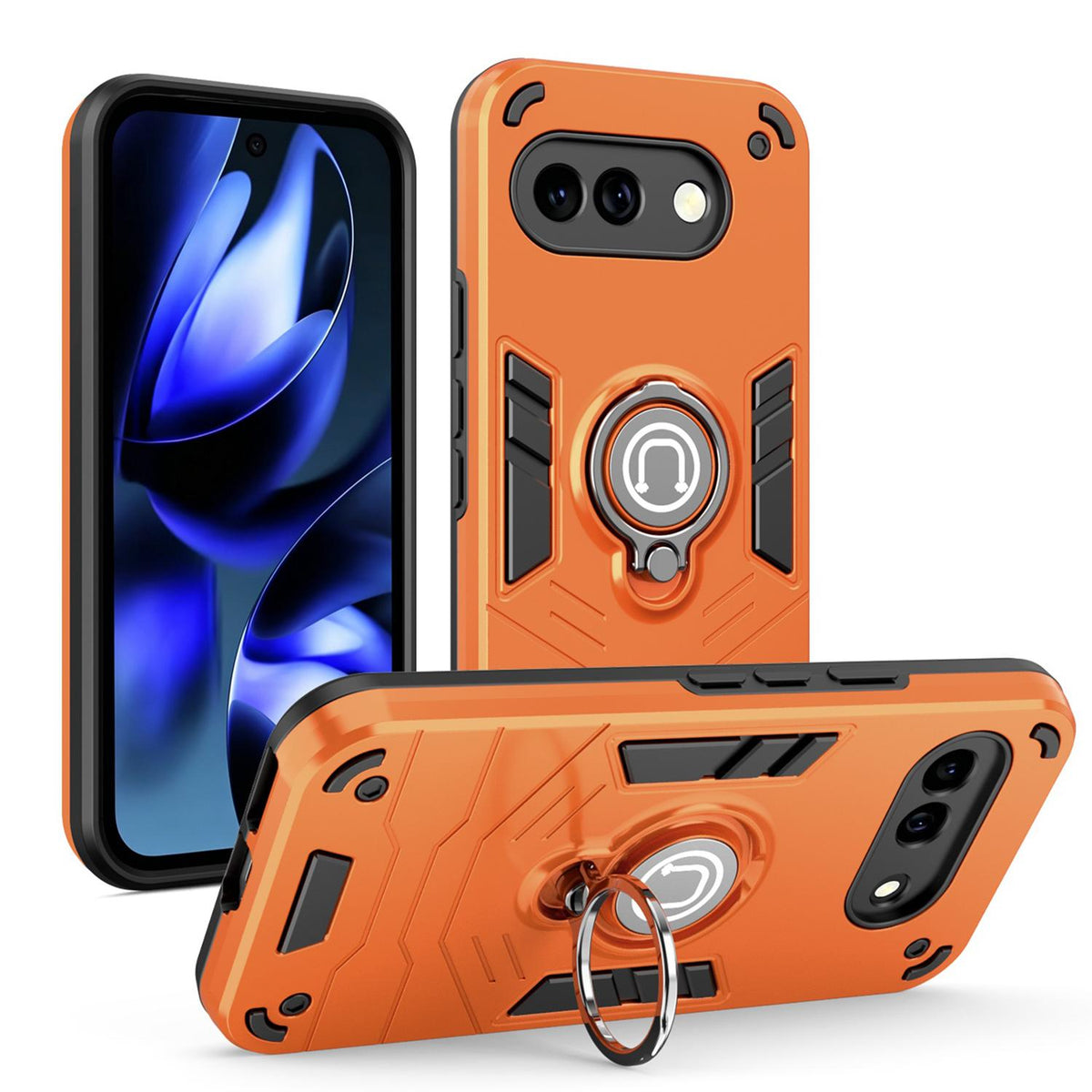For Google Pixel 9a Ring Holder Phone Case - Orange - EDA009725701D