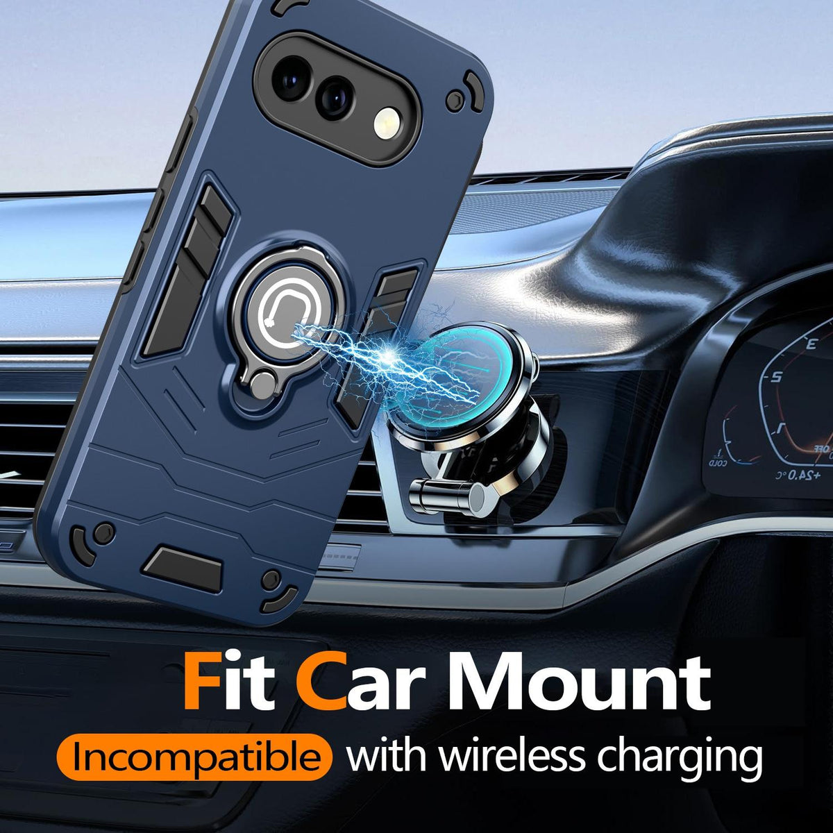For Google Pixel 9a Ring Holder Phone Case - Orange - EDA009725701D