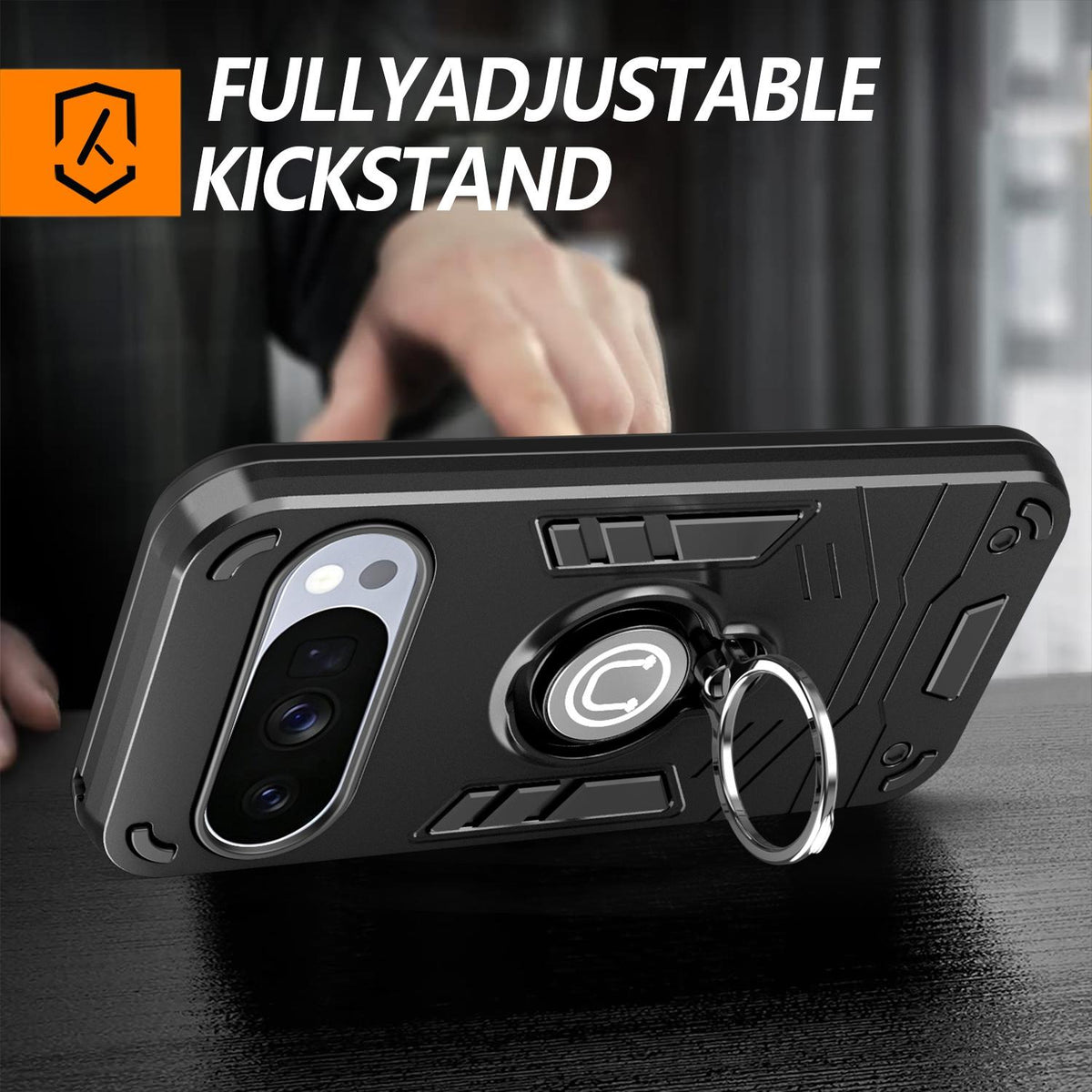 For Google Pixel 10 5G / 10 Pro 5G Ring Holder Phone Case - Black - EDA009725702B