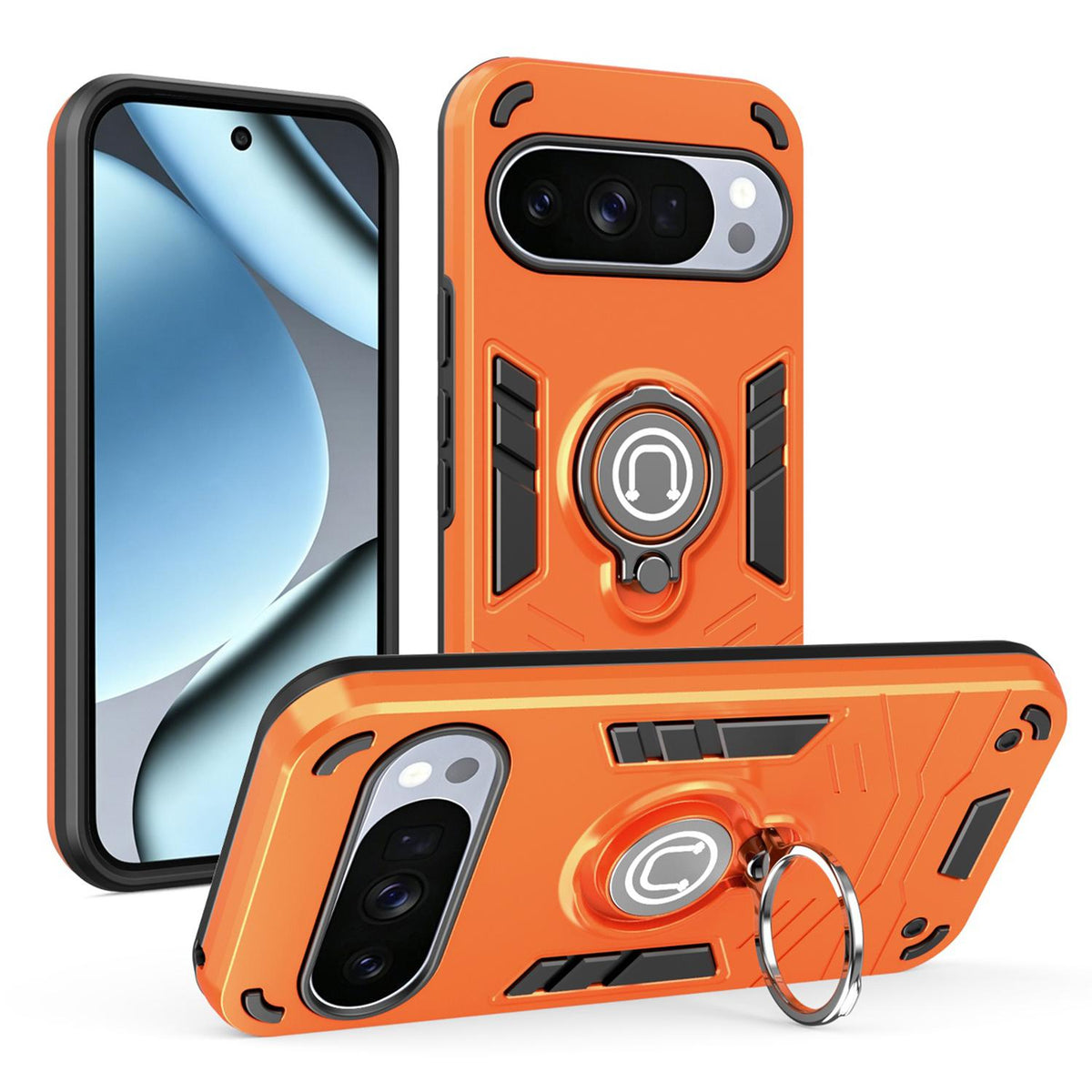 For Google Pixel 10 5G / 10 Pro 5G Ring Holder Phone Case - Orange - EDA009725702D