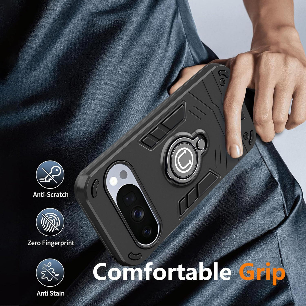 For Google Pixel 10 5G / 10 Pro 5G Ring Holder Phone Case - Orange - EDA009725702D