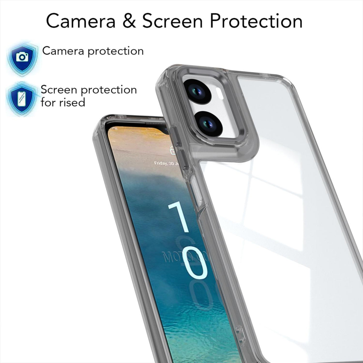For Motorola Moto G06 4G Shine High Transparency Acrylic Phone Case - Black - EDA009725803E