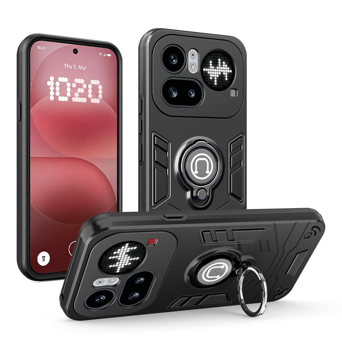 For Nothing Phone 4a Pro Ring Holder Phone Case - Black - EDA009726201B