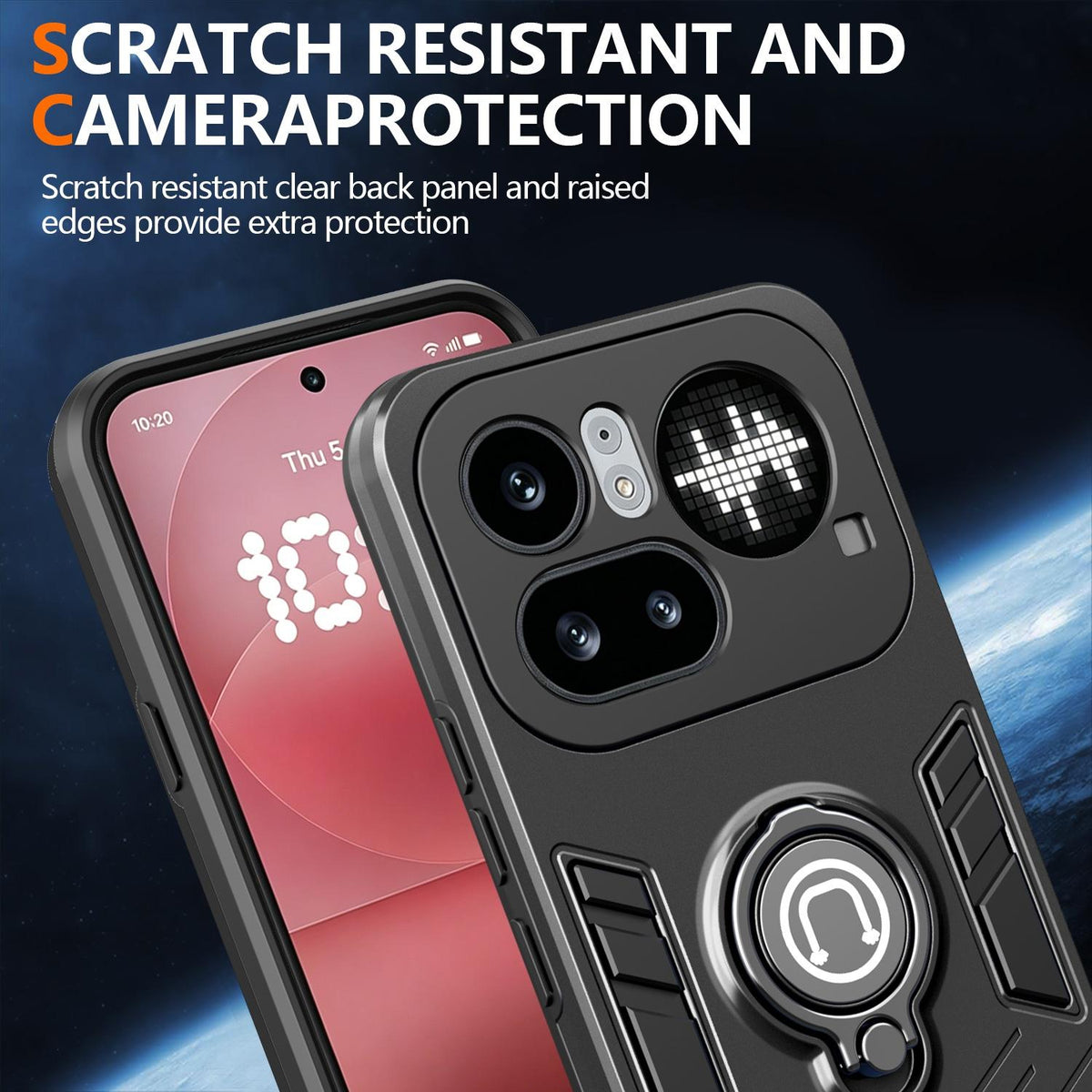 For Nothing Phone 4a Pro Ring Holder Phone Case - Black - EDA009726201B