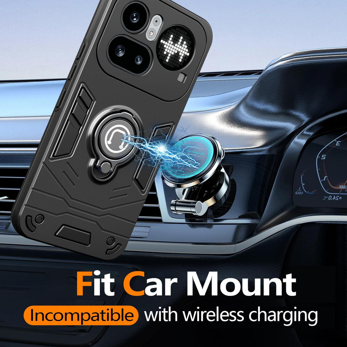 For Nothing Phone 4a Pro Ring Holder Phone Case - Black - EDA009726201B