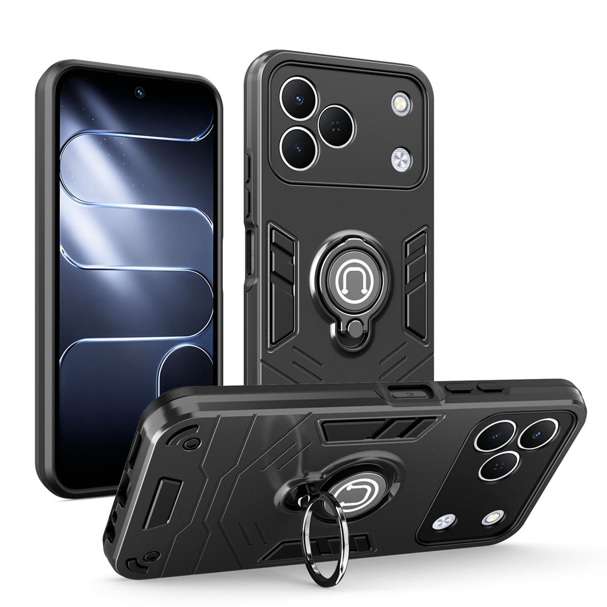 For Tecno Spark 50 4G Ring Holder Phone Case - Black - EDA009726401B