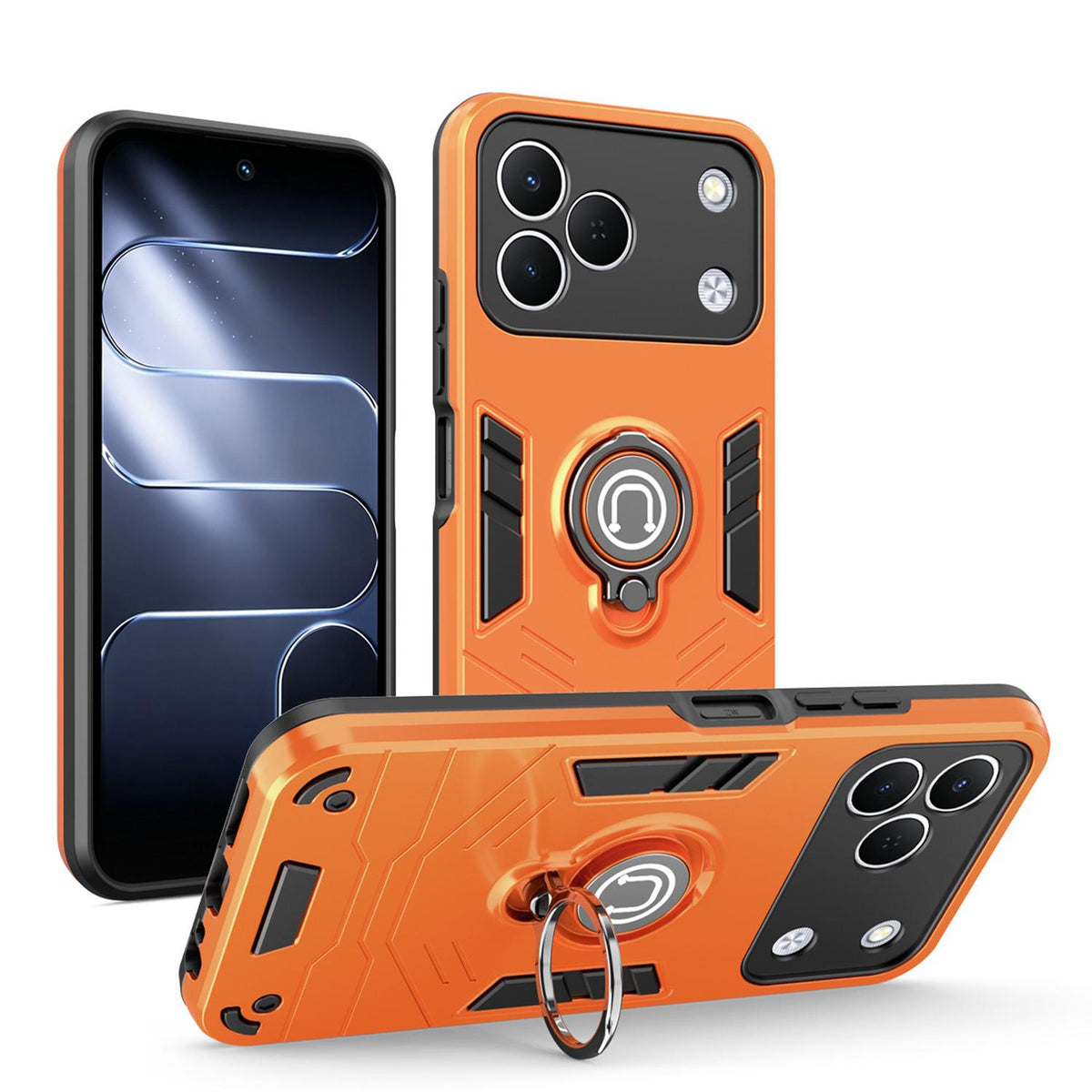 For Tecno Spark 50 4G Ring Holder Phone Case - Orange - EDA009726401D
