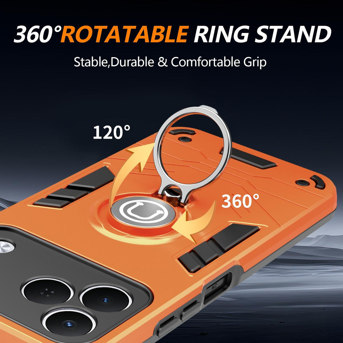 For Tecno Spark 50 4G Ring Holder Phone Case - Orange - EDA009726401D