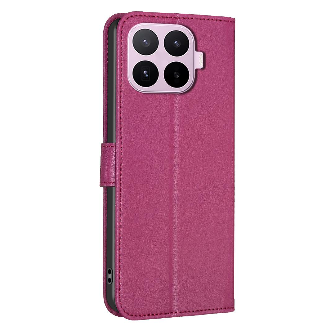 For Xiaomi 17T Pro 5G Four-leaf Embossed Leather Phone Case - Rose Red - EDA009728201A