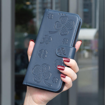 For Xiaomi 17T Pro 5G Four-leaf Embossed Leather Phone Case - Blue - EDA009728201B