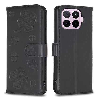 For Xiaomi 17T Pro 5G Four-leaf Embossed Leather Phone Case - Black - EDA009728201C