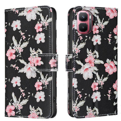 For Infinix GT 50 Pro 5G BF42 Color Painting Leather Phone Case - Red Flower - EDA009731801B
