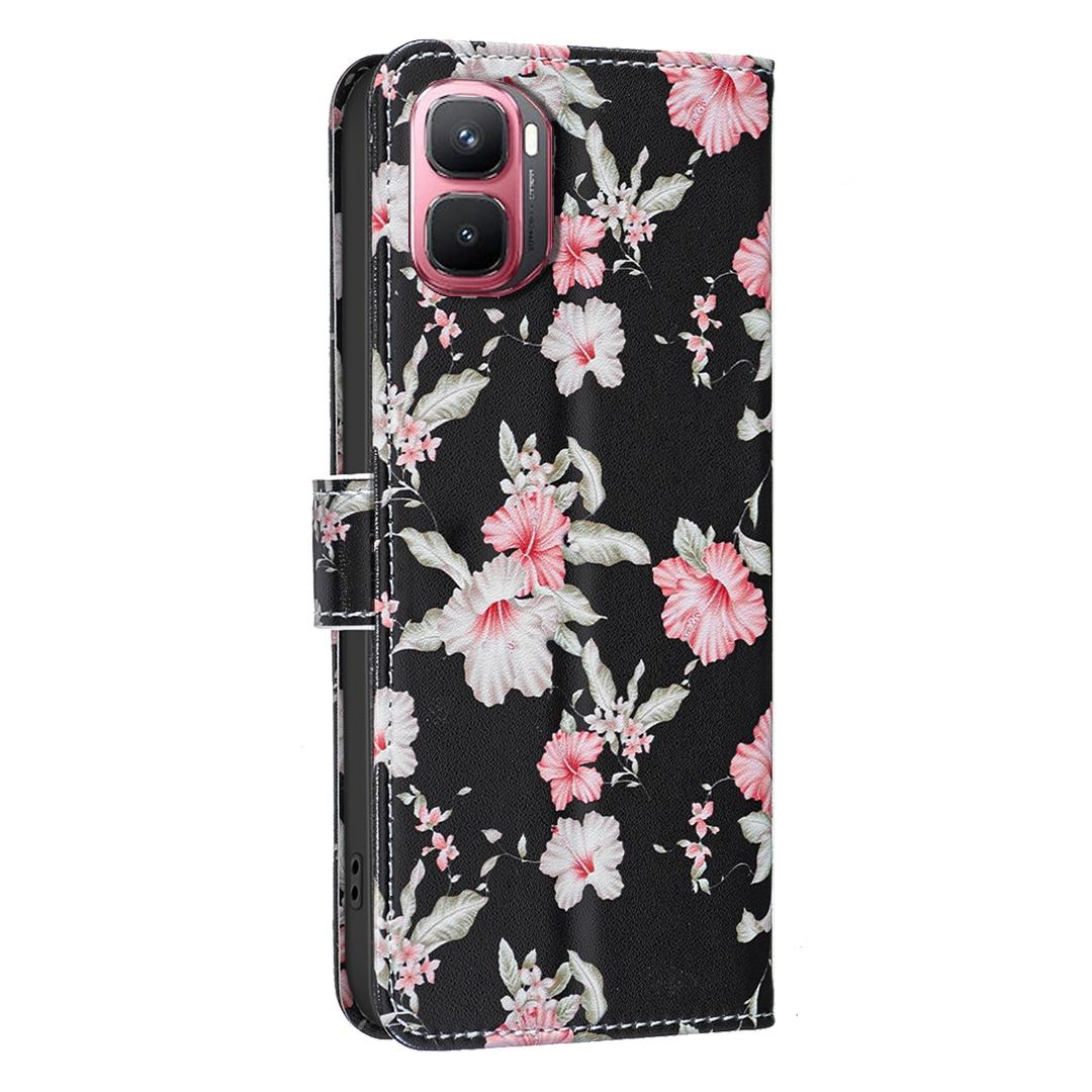 For Infinix GT 50 Pro 5G BF42 Color Painting Leather Phone Case - Red Flower - EDA009731801B