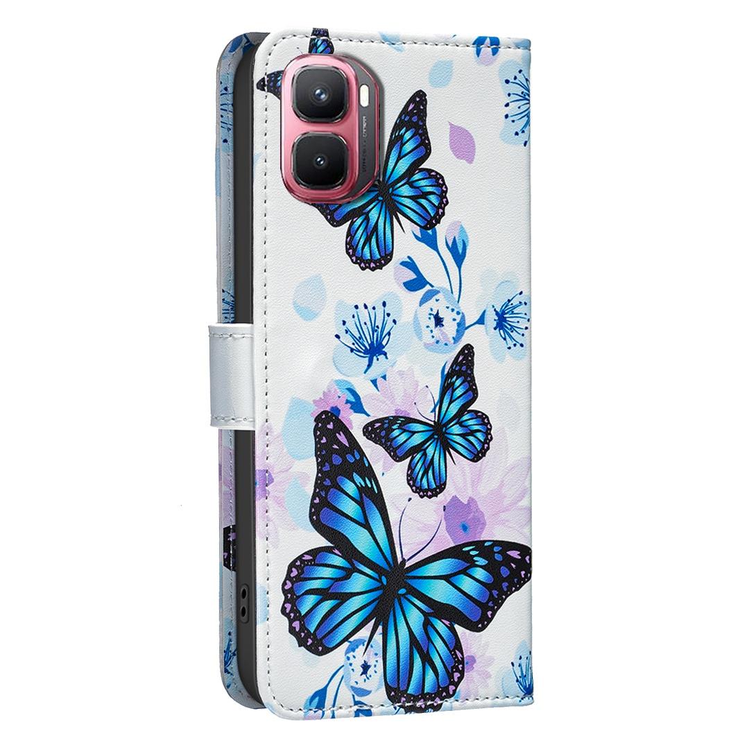 For Infinix GT 50 Pro 5G BF42 Color Painting Leather Phone Case - Blue Butterfly - EDA009731801H