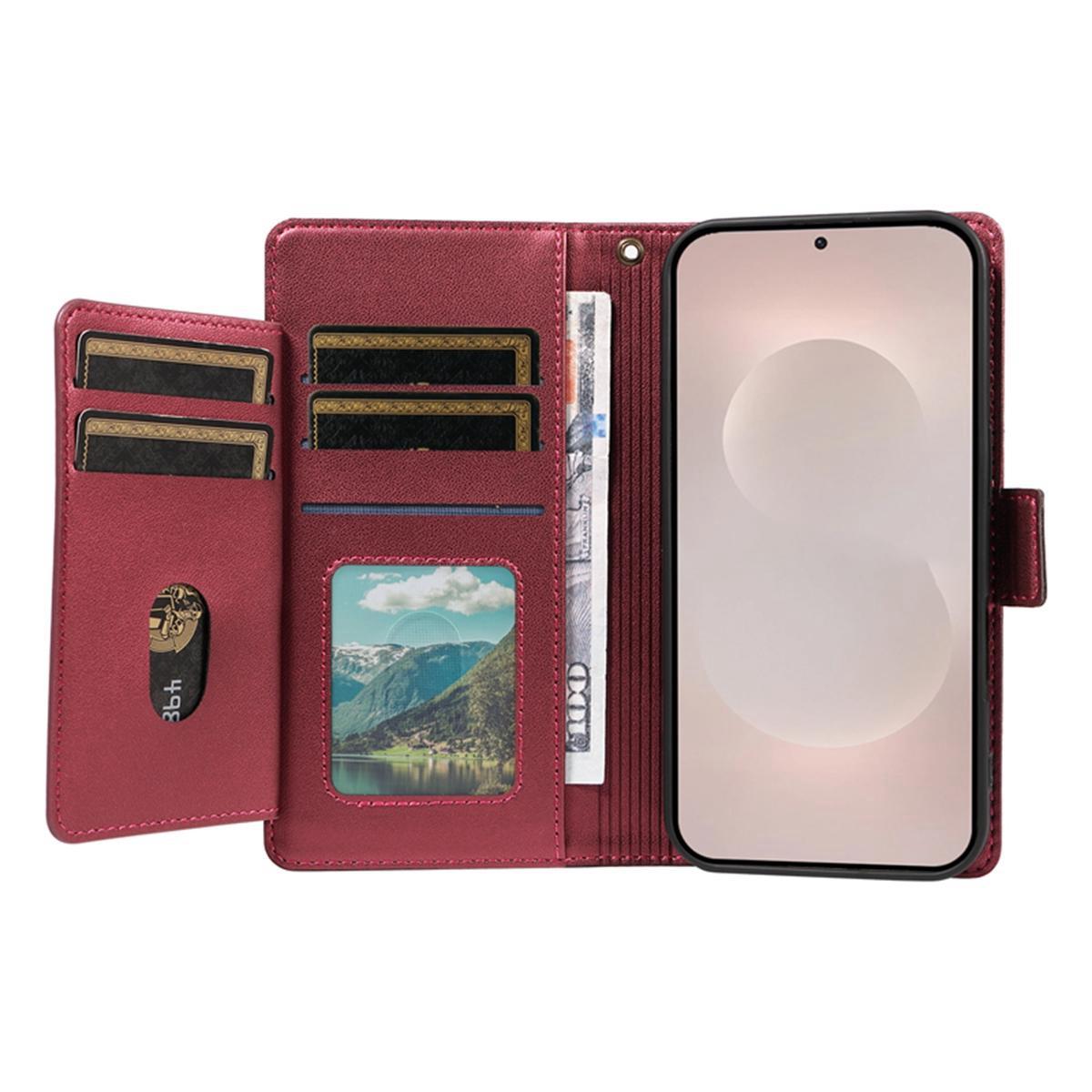 For Xiaomi Poco C95 Pro Multi Card Wallet Leather Phone Case with Strap(Red)