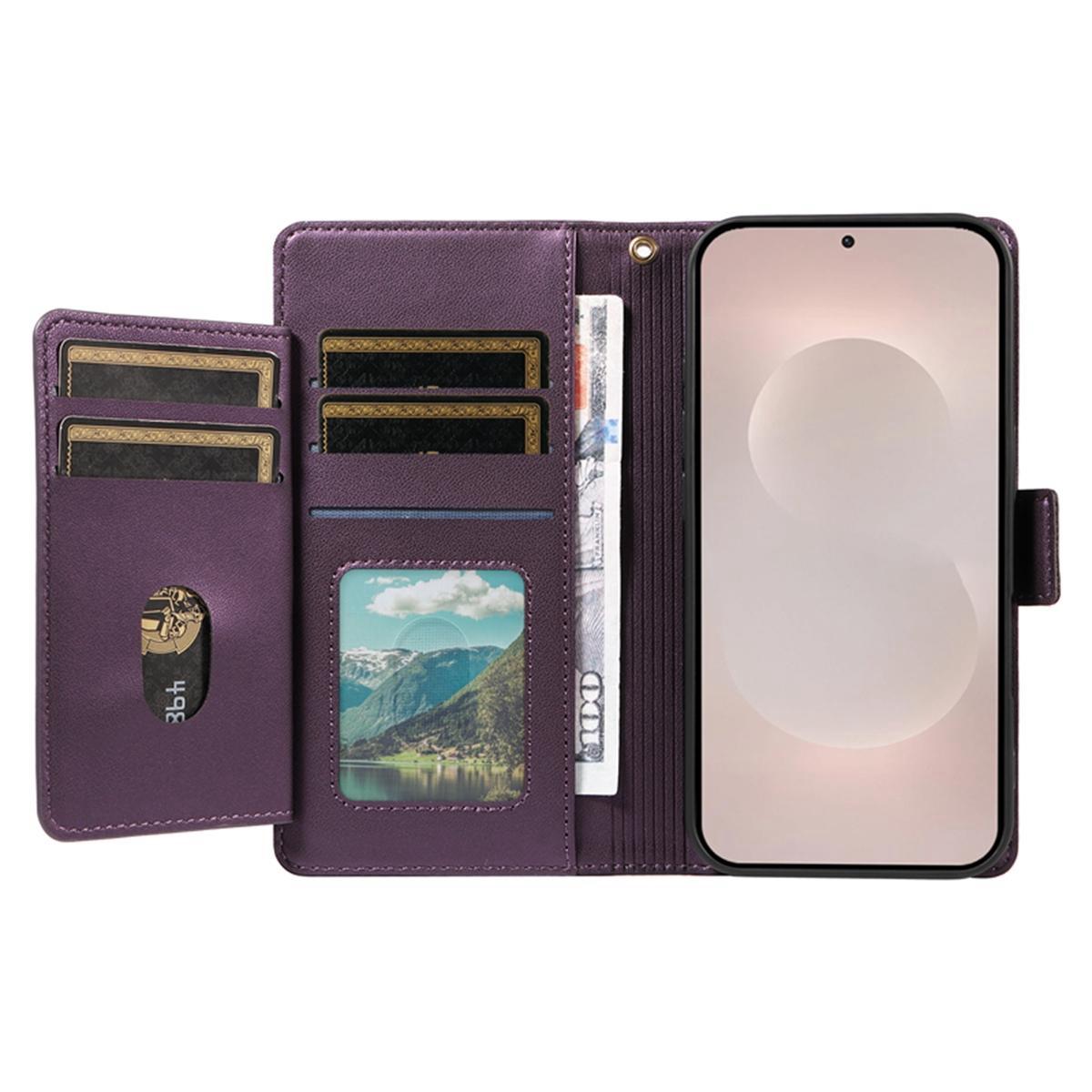 For Xiaomi Poco C95 Pro Multi Card Wallet Leather Phone Case with Strap(Purple)
