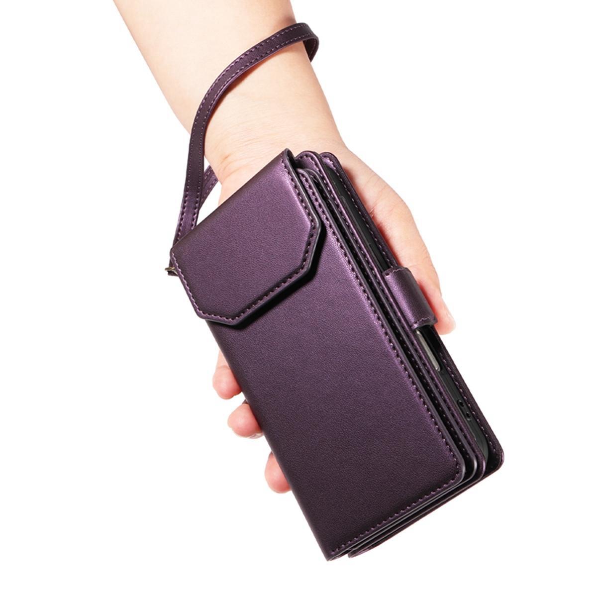 For Xiaomi Poco C95 Pro Multi Card Wallet Leather Phone Case with Strap(Purple)