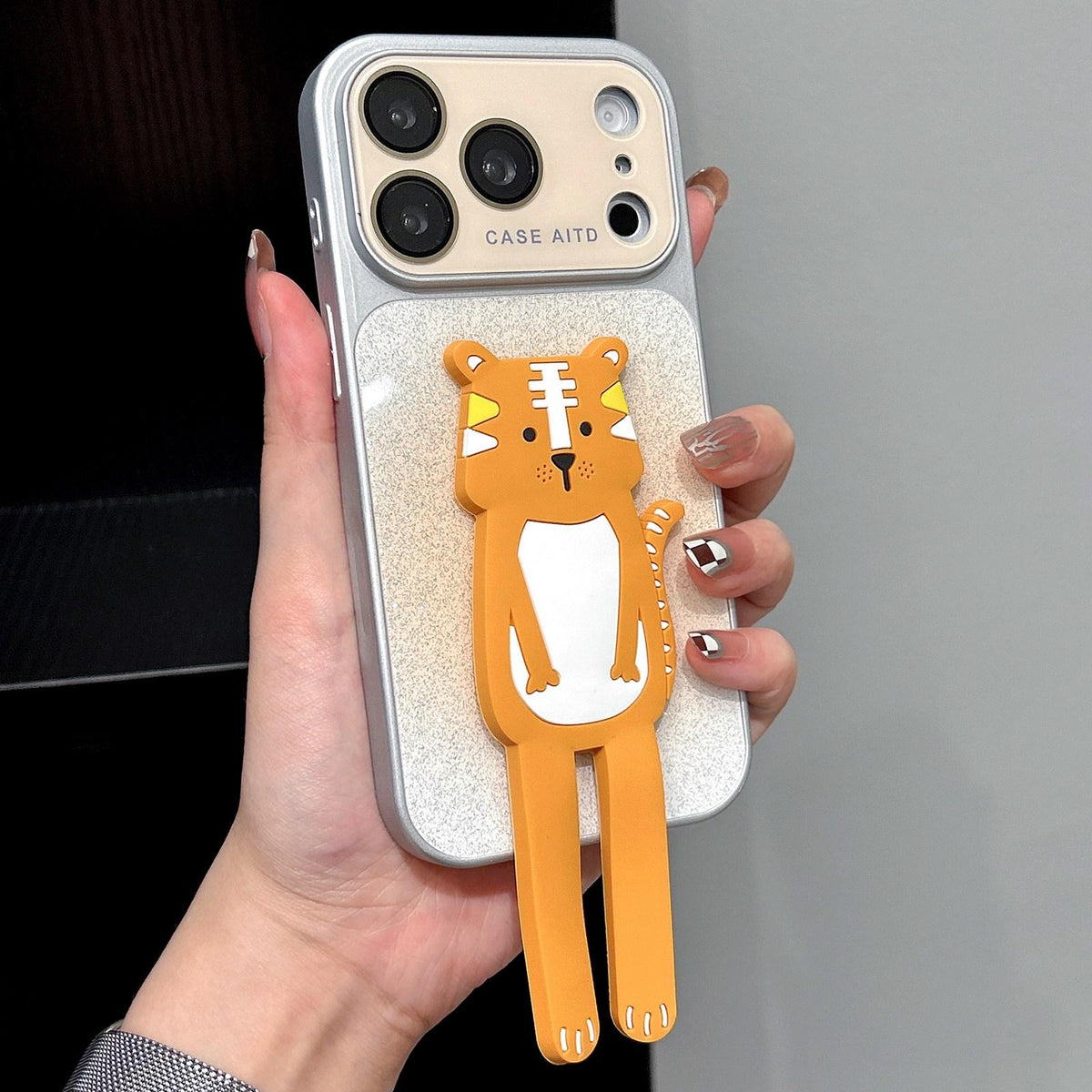 For iPhone 17 Pro Max Gradient Sparkly Glitter Animal Holder Phone Case - Yellow - EDA009732815A