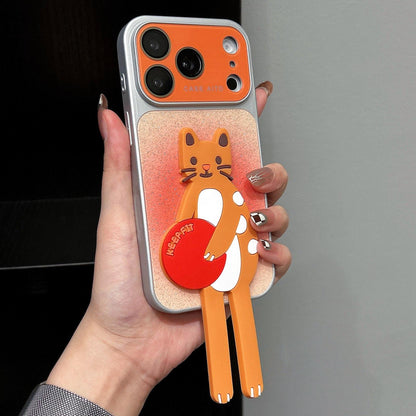 For iPhone 17 Pro Max Gradient Sparkly Glitter Animal Holder Phone Case - Orange - EDA009732815B