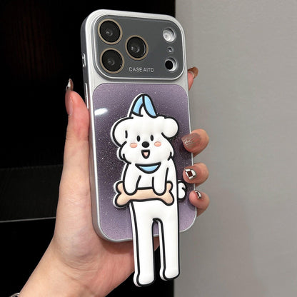 For iPhone 17 Pro Max Gradient Sparkly Glitter Animal Holder Phone Case - Black - EDA009732815E