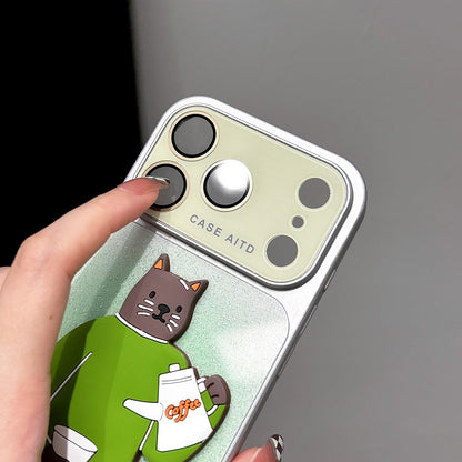 For iPhone 15 Pro Gradient Sparkly Glitter Animal Holder Phone Case - Orange - EDA009732808B