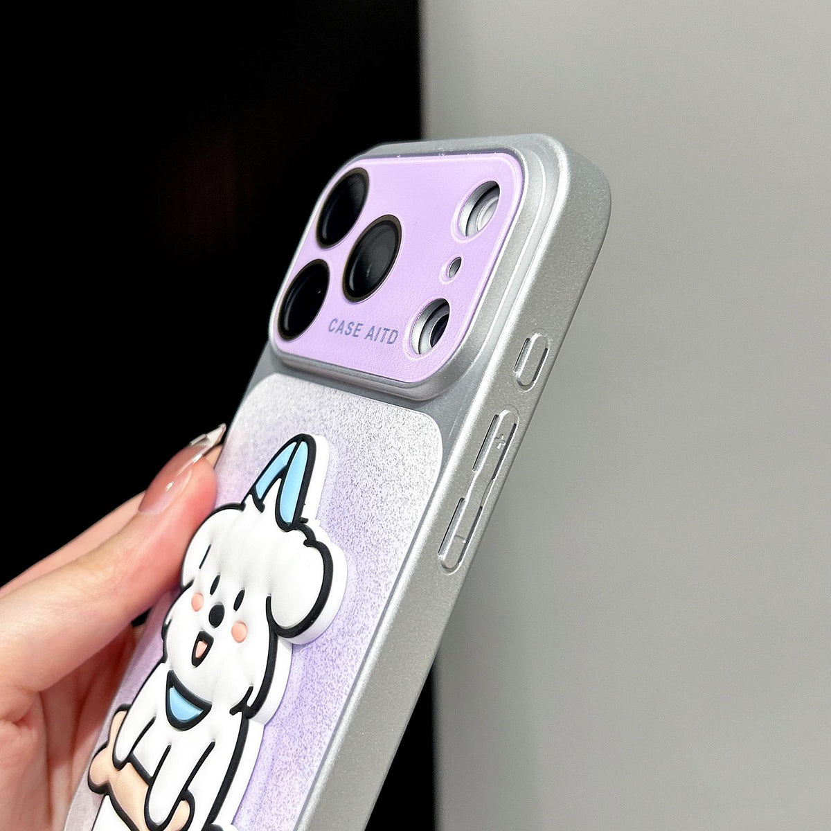 For iPhone 17 Pro Max Gradient Sparkly Glitter Animal Holder Phone Case - Yellow - EDA009732815A