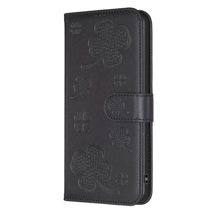 For Infinix GT 50 Pro 5G Four-leaf Embossed Leather Phone Case - Black - EDA009733201C