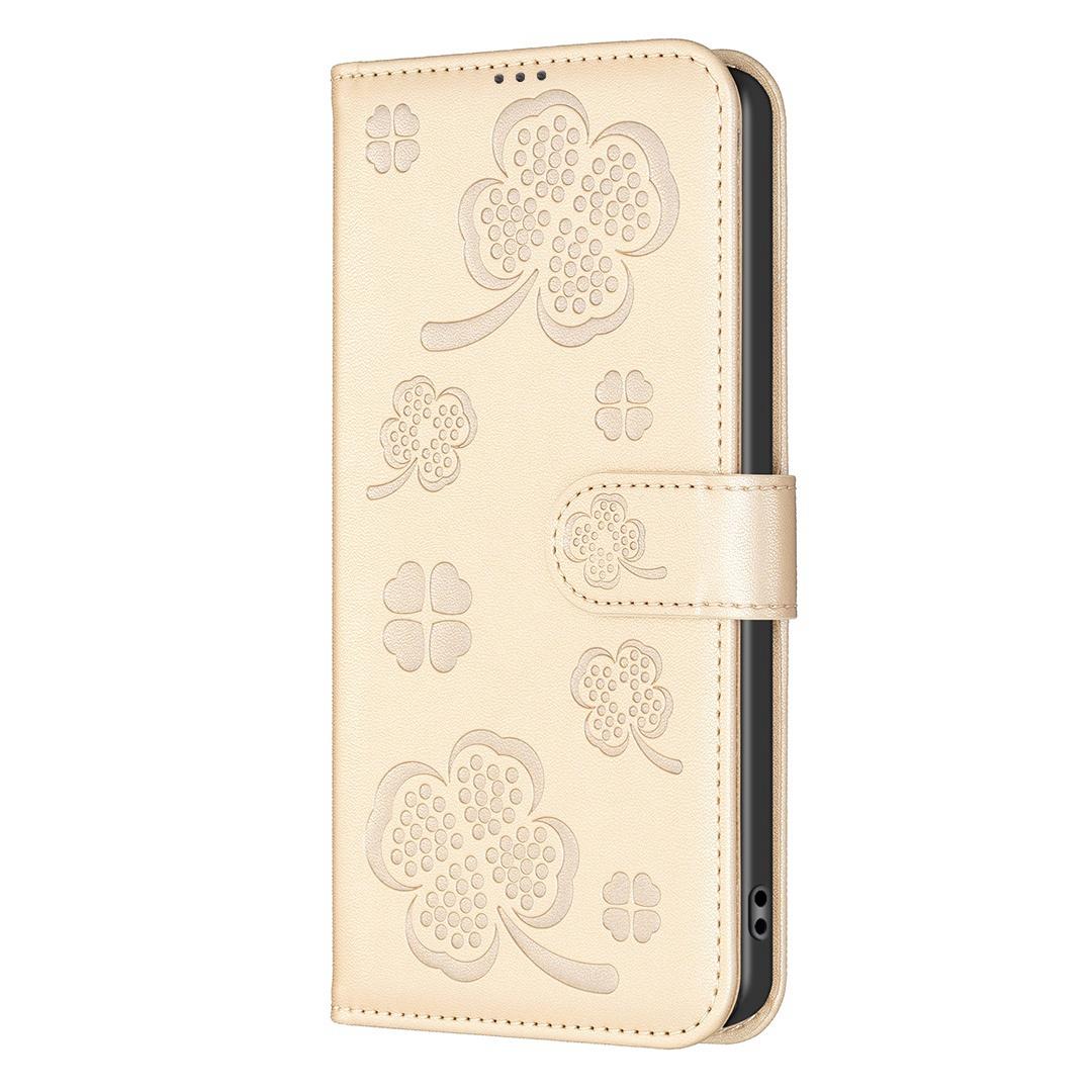 For Infinix GT 50 Pro 5G Four-leaf Embossed Leather Phone Case - Gold - EDA009733201E