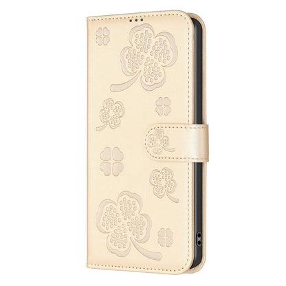 For Infinix GT 50 Pro 5G Four-leaf Embossed Leather Phone Case - Gold - EDA009733201E