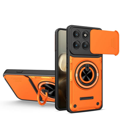 For Motorola Edge 60 Pro 5G Multifunctional Sliding Camshield Ring Holder Phone Case - Orange - EDA009734003A