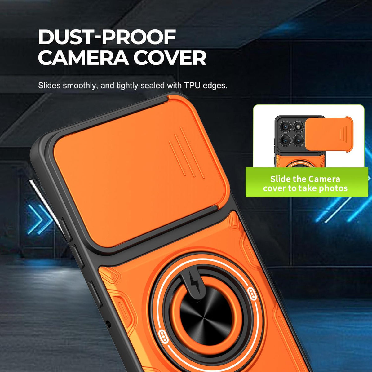 For Motorola Edge 60 Pro 5G Multifunctional Sliding Camshield Ring Holder Phone Case - Blue - EDA009734003B