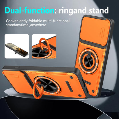 For Motorola Edge 60 Pro 5G Multifunctional Sliding Camshield Ring Holder Phone Case - Black - EDA009734003C