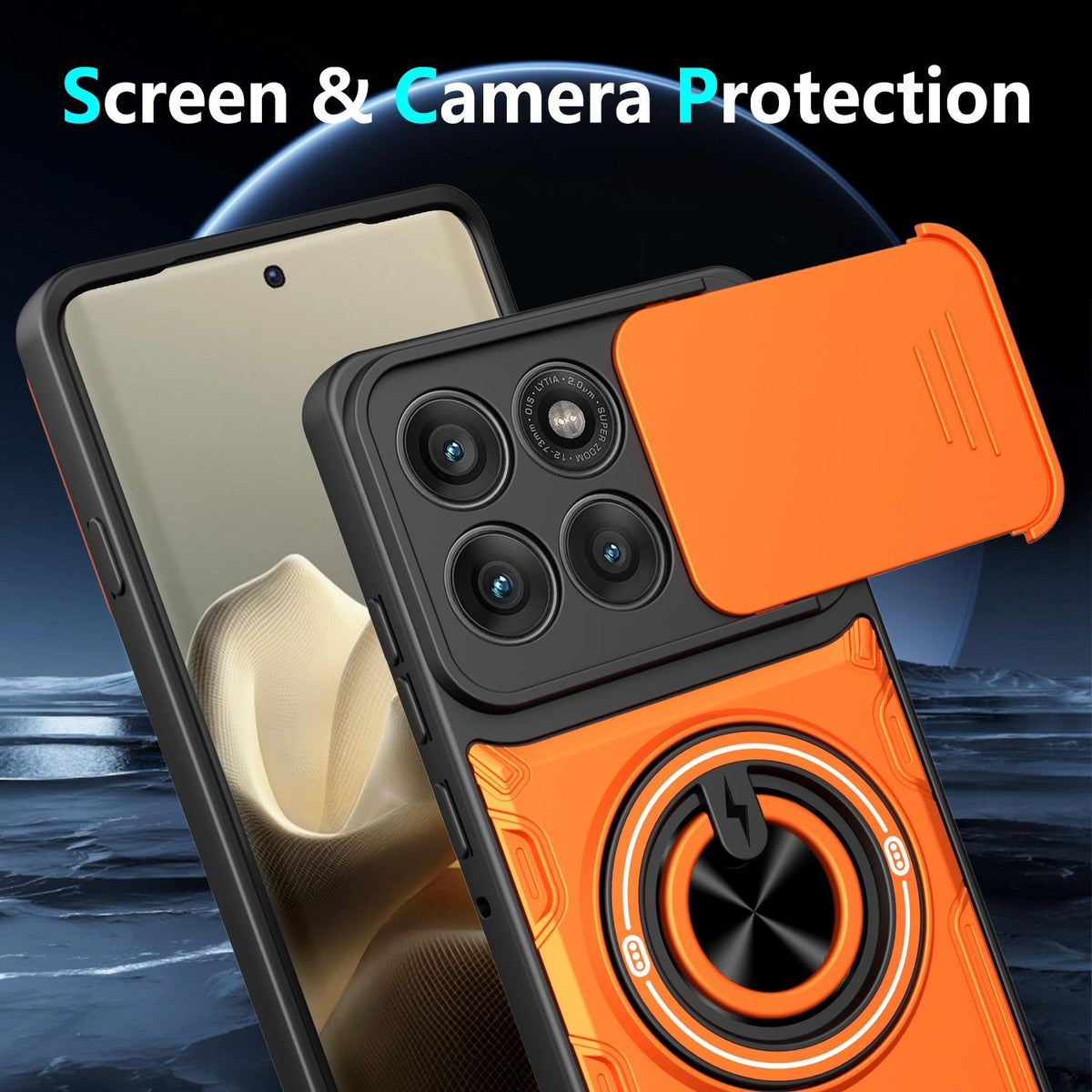 For Motorola Edge 60 Pro 5G Multifunctional Sliding Camshield Ring Holder Phone Case - Black - EDA009734003C