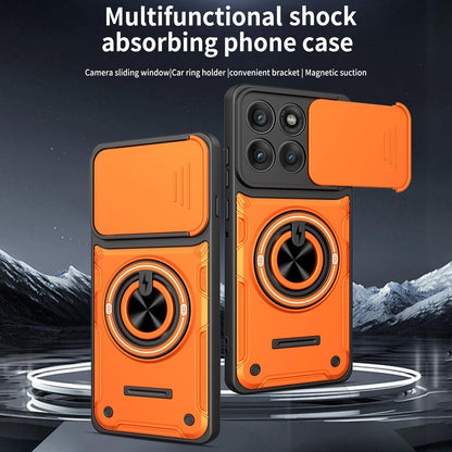 For Motorola Edge 60 Pro 5G Multifunctional Sliding Camshield Ring Holder Phone Case - Red - EDA009734003D