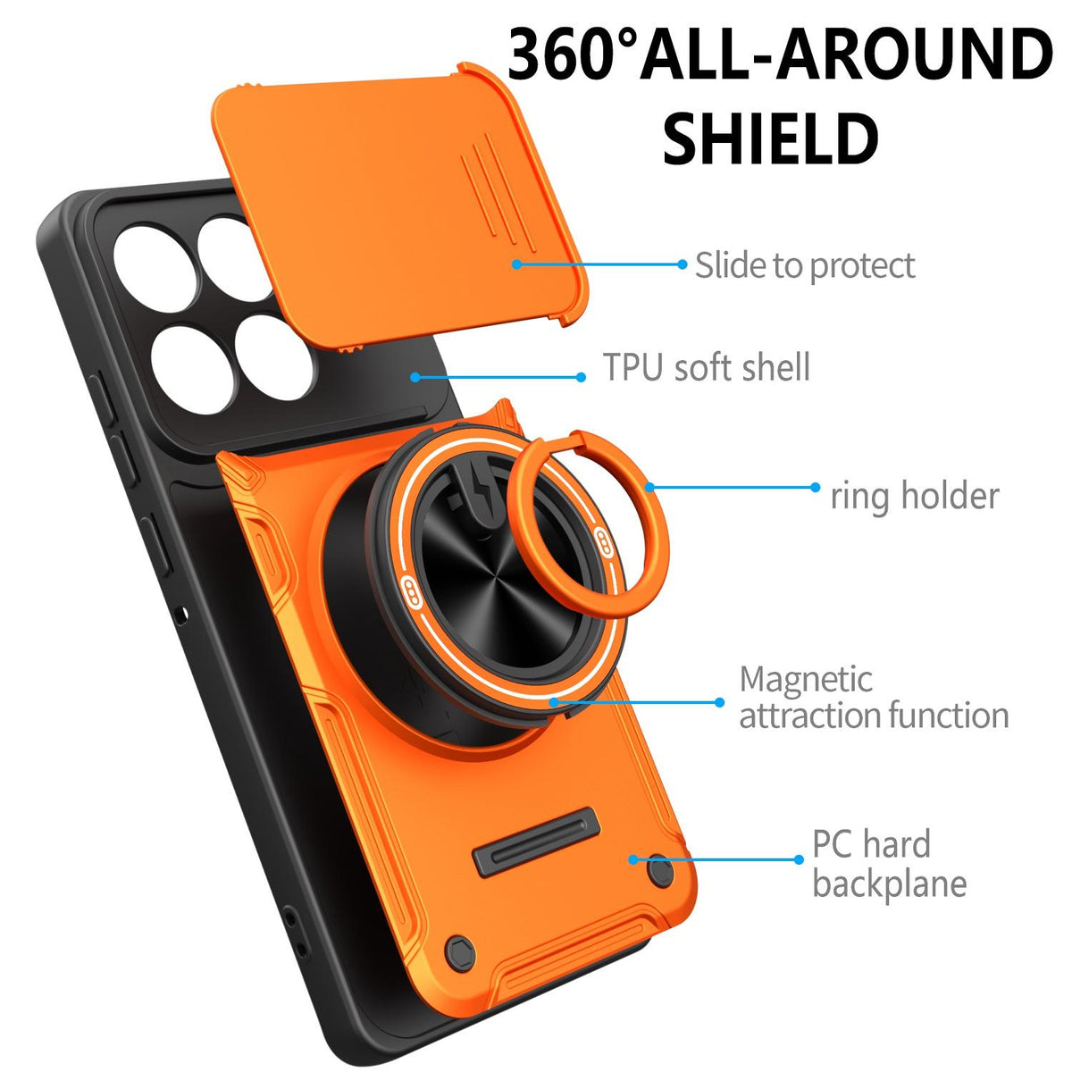 For Motorola Edge 60 Pro 5G Multifunctional Sliding Camshield Ring Holder Phone Case - Red - EDA009734003D