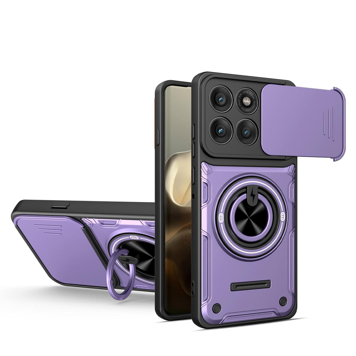 For Motorola Edge 60 Pro 5G Multifunctional Sliding Camshield Ring Holder Phone Case - Purple - EDA009734003E