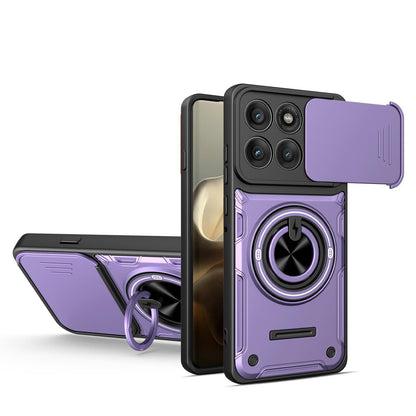For Motorola Edge 60 Pro 5G Multifunctional Sliding Camshield Ring Holder Phone Case - Purple - EDA009734003E