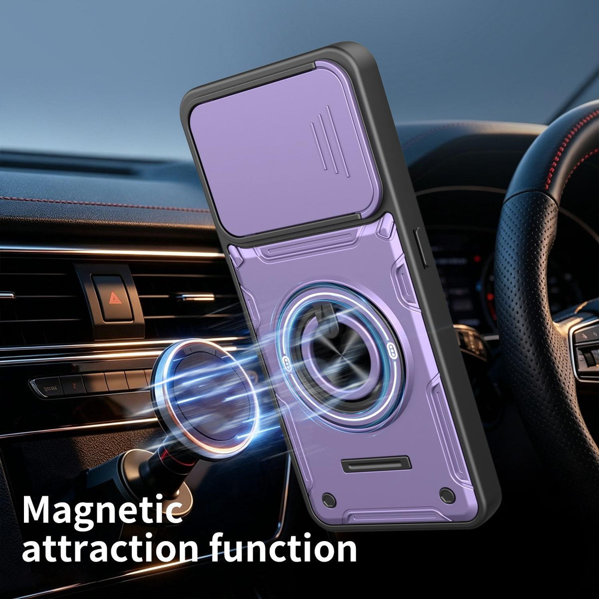 For Motorola Edge 70 Fusion 5G Multifunctional Sliding Camshield Ring Holder Phone Case - Orange - EDA009734005A