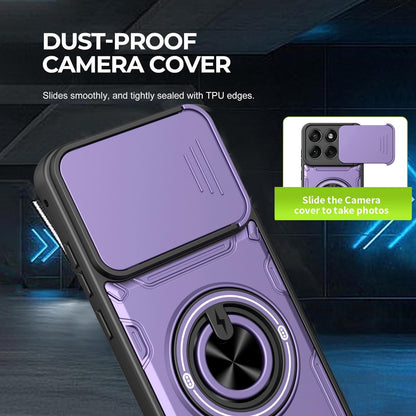 For Motorola Edge 70 Fusion 5G Multifunctional Sliding Camshield Ring Holder Phone Case - Black - EDA009734005C