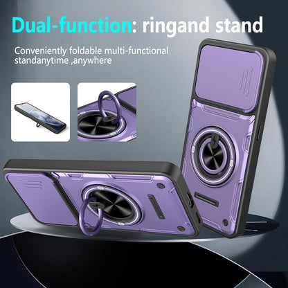 For Motorola Edge 70 Fusion 5G Multifunctional Sliding Camshield Ring Holder Phone Case - Black - EDA009734005C