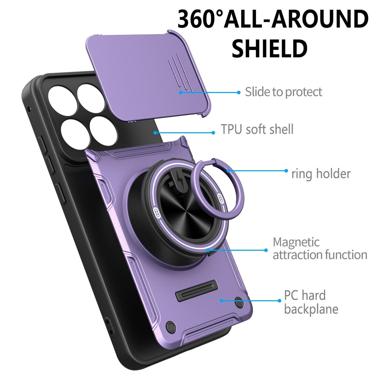 For Motorola Edge 70 Fusion 5G Multifunctional Sliding Camshield Ring Holder Phone Case - Red - EDA009734005D