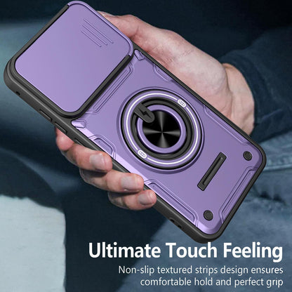 For Motorola Edge 70 Fusion 5G Multifunctional Sliding Camshield Ring Holder Phone Case - Purple - EDA009734005E