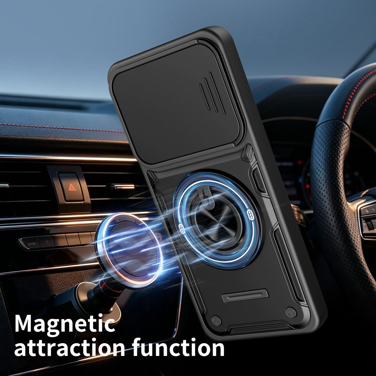 For Motorola Moto G06 4G Multifunctional Sliding Camshield Ring Holder Phone Case - Black - EDA009734008C